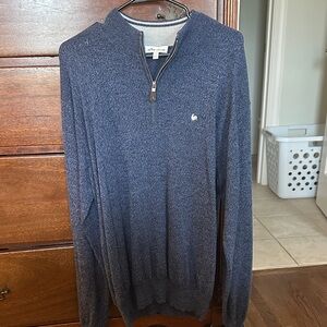 Peter Millar Men's Heathered Navy Half-Zip Sweater- cashmere